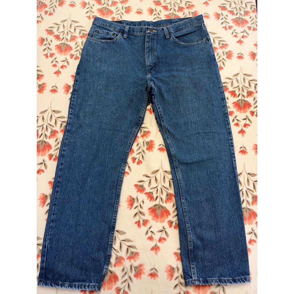 Wrangler Mens Regular Fit Jeans 38x29 Blue Denim 100% Cotton 96501DS